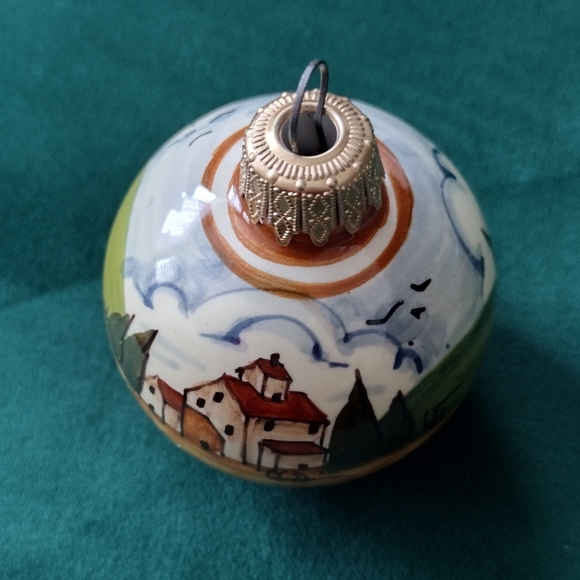 Hand-Painted Ceramic Holiday Christmas Tree Ornament Tuscany Landscape Italy - Picture 4 of 7